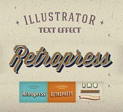 AI图形样式－3个复古式效果：Retropress Illustrator Text Effects